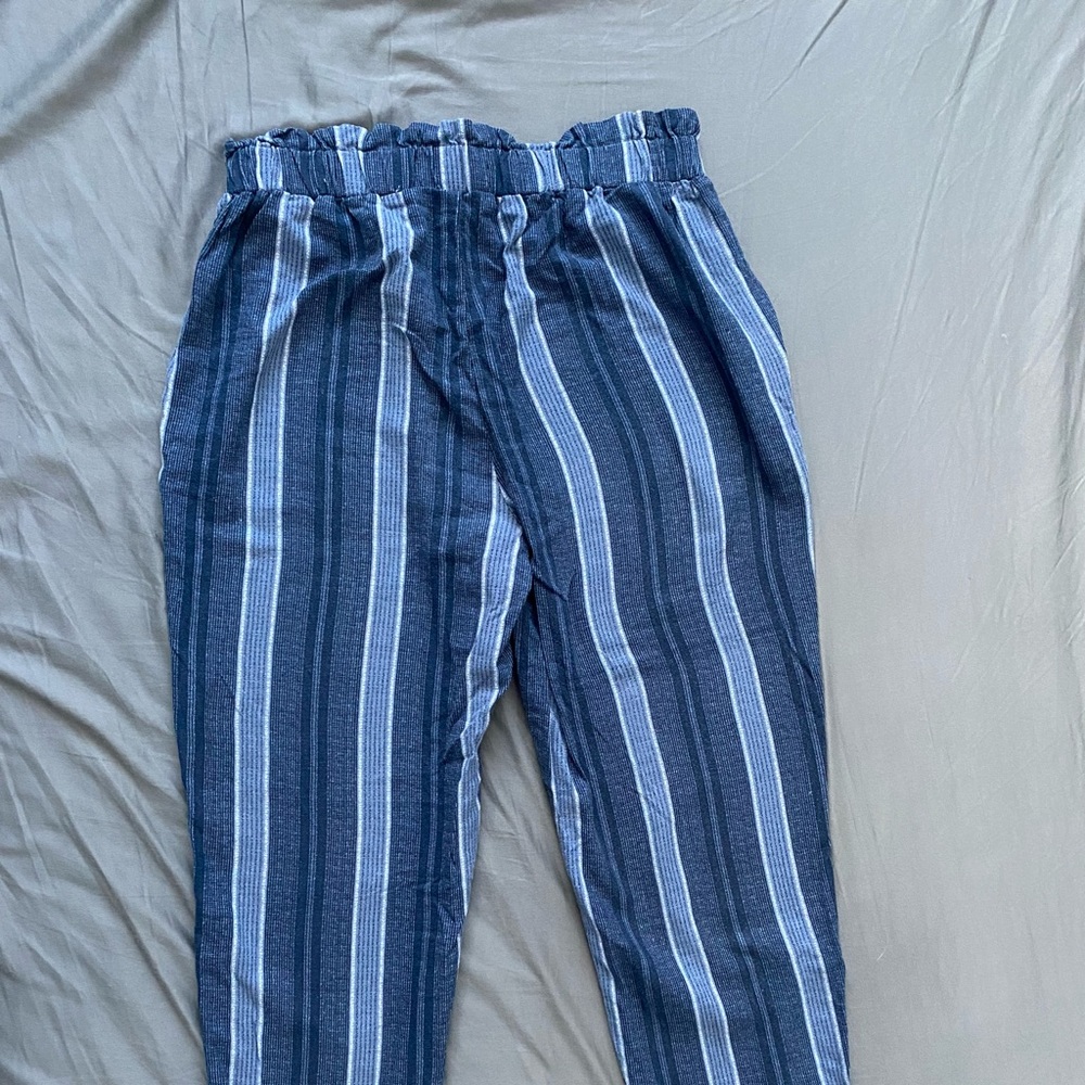 Blue/White Striped Linen Pants